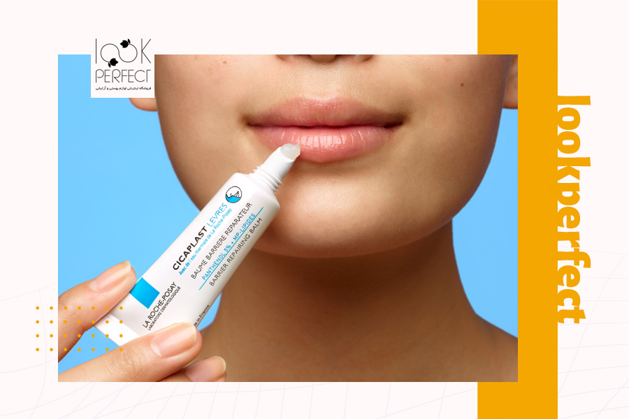 نمای نزدیک از لب‌های سالم و مرطوب یک فرد که از بالم درمانی سیکاپلاست استفاده می‌کند.