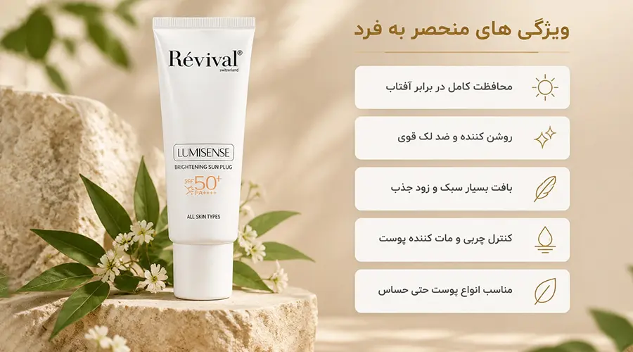 ویژگی های ضد آفتاب فلوئید لومیسنس ریویوال SPF50 شامل محافظت در برابر آفتاب و بافت سبک