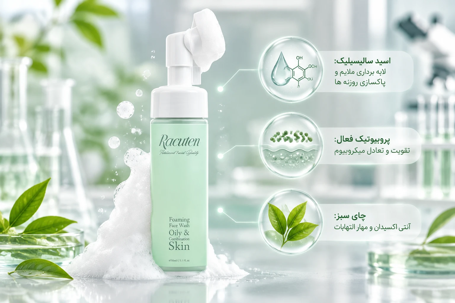 ترکیبات فعال فوم شستشو مناسب پوست چرب راکوتن